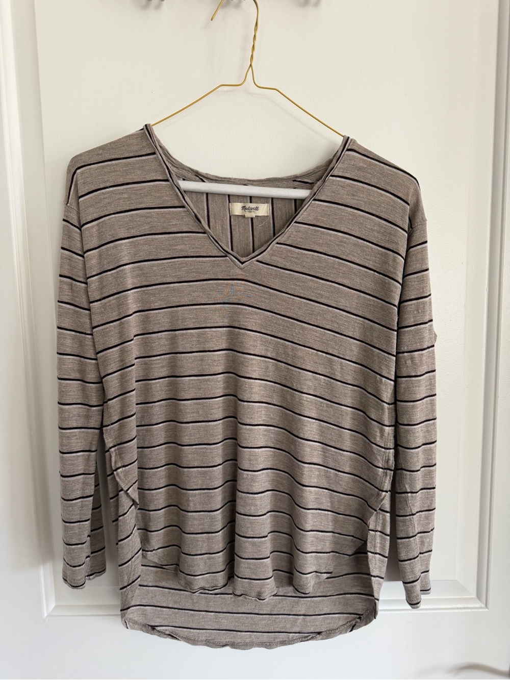 Madewell Striped V-Neck Long Sleeve Top
